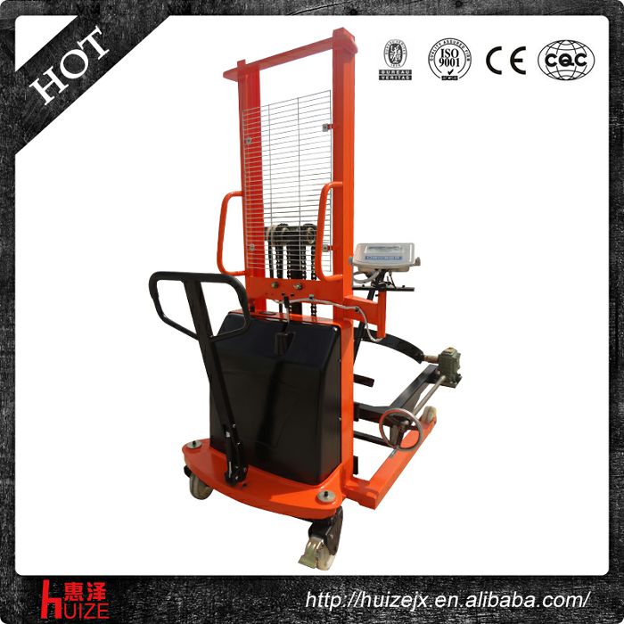 半電動稱重油桶車（夾鐵桶，手搖翻轉(zhuǎn)倒料）