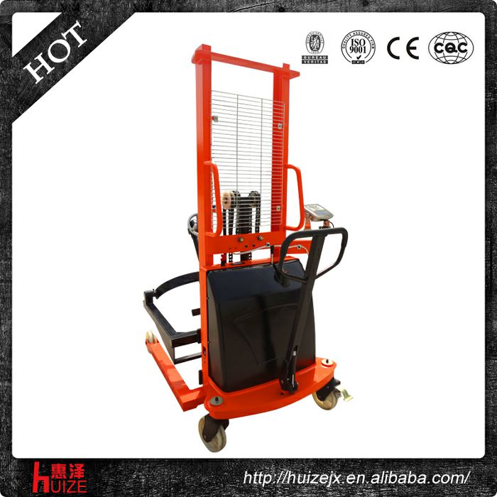 半電動稱重油桶車（夾鐵桶，手搖翻轉倒料）